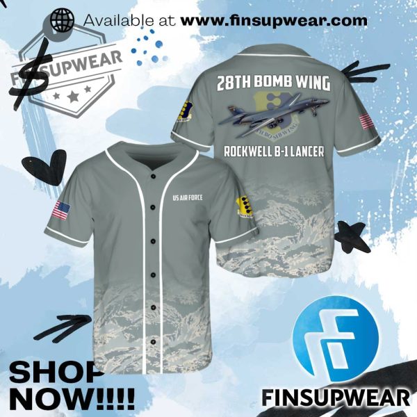 Custom Name Us Air Force 28Th Bomb Wing Rockwell B1 Lancer 860097 Baseball Jersey finsupwear 1