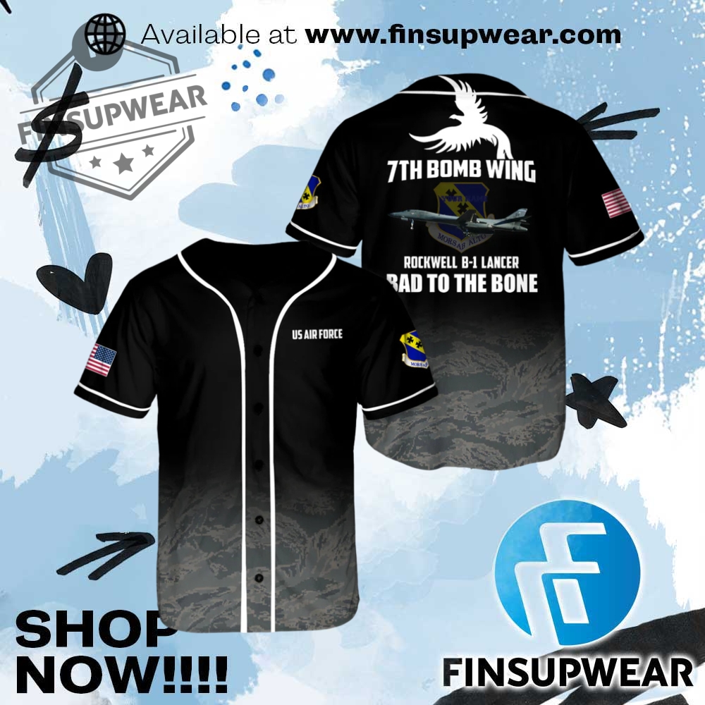 Us Air Force 7Th Bomb Wing Rockwell B1 Lancer 860100 Baseball Jersey 1 US Air Force 7th Bomb Wing Rockwell B-1 Lancer 86-0100 Baseball Jersey