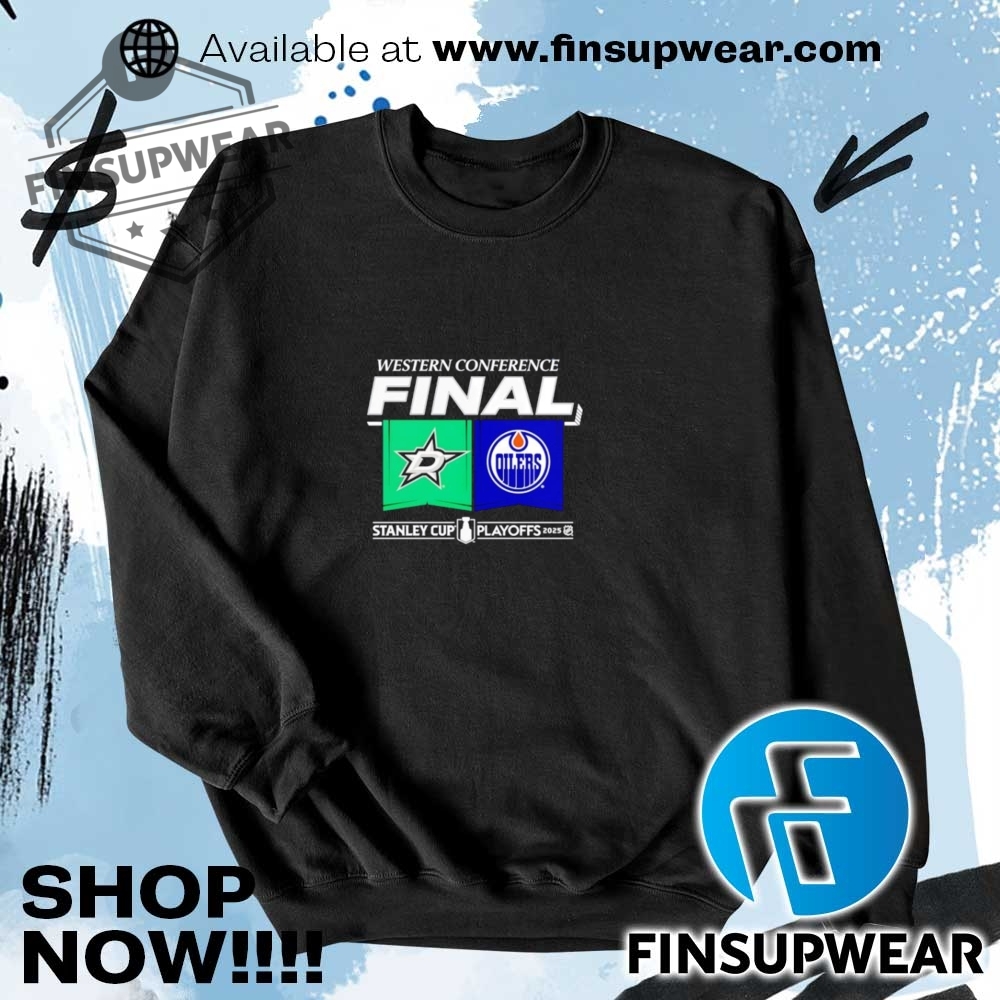 Dallas Stars Vs. Edmonton Oilers 2025 Western Conference Finals Matchup Center Ice Shirt 7 Dallas Stars vs. Edmonton Oilers 2025 Western Conference Finals Matchup Center Ice shirt