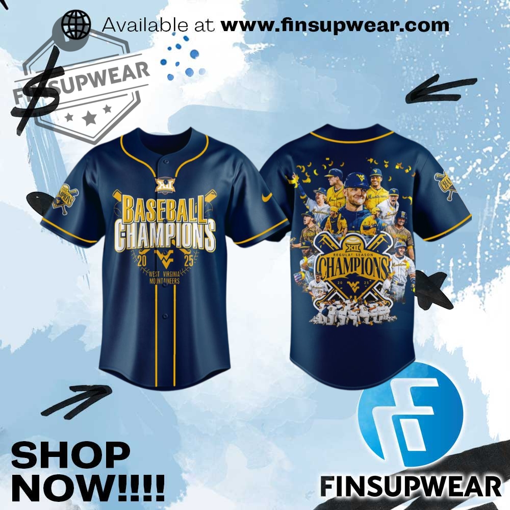 Top Trending 2025: Must-Have Hockey Jerseys, Basketball Jerseys and Baseball Jerseys 16 West Virginia Mountaineers Baseball Regular Season Champions 2025 Baseball Jersey