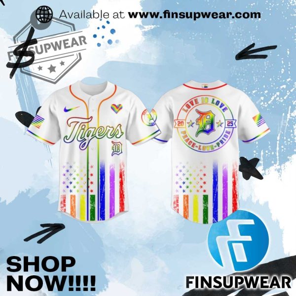Detroit Tigers Happy Pride Month Baseball Jersey finsupwear 1