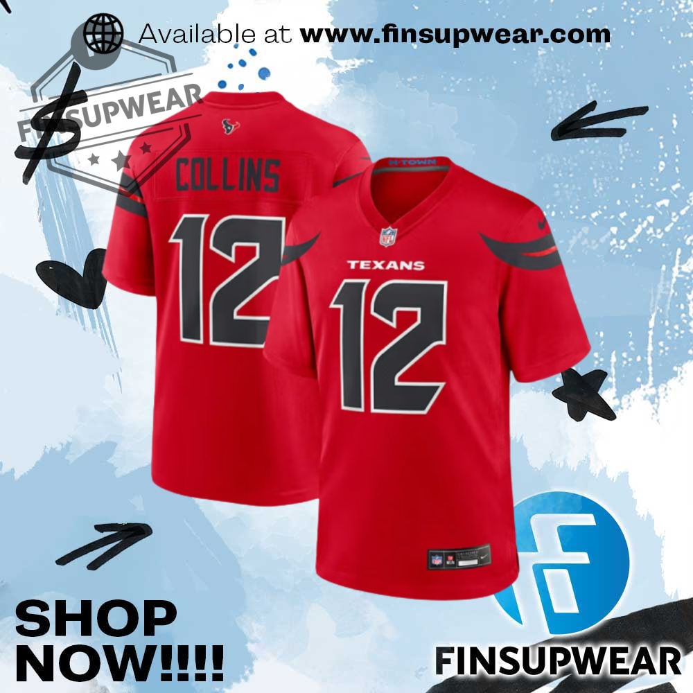 Nico Collins Nike Houston Texans Red Alt Football Jersey 1 Nico Collins Nike Houston Texans Red Alt Football Jersey