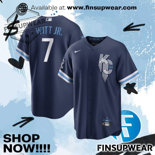 Mens Kansas City Royals Bobby Witt Jr. Nike Navy City Connect Replica Player Jersey finsupwear 1