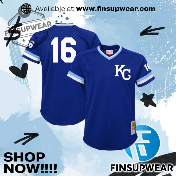 Youth Kansas City Royals Bo Jackson Mitchell Ness Royal Cooperstown Collection Mesh Batting Practice Jersey finsupwear 1