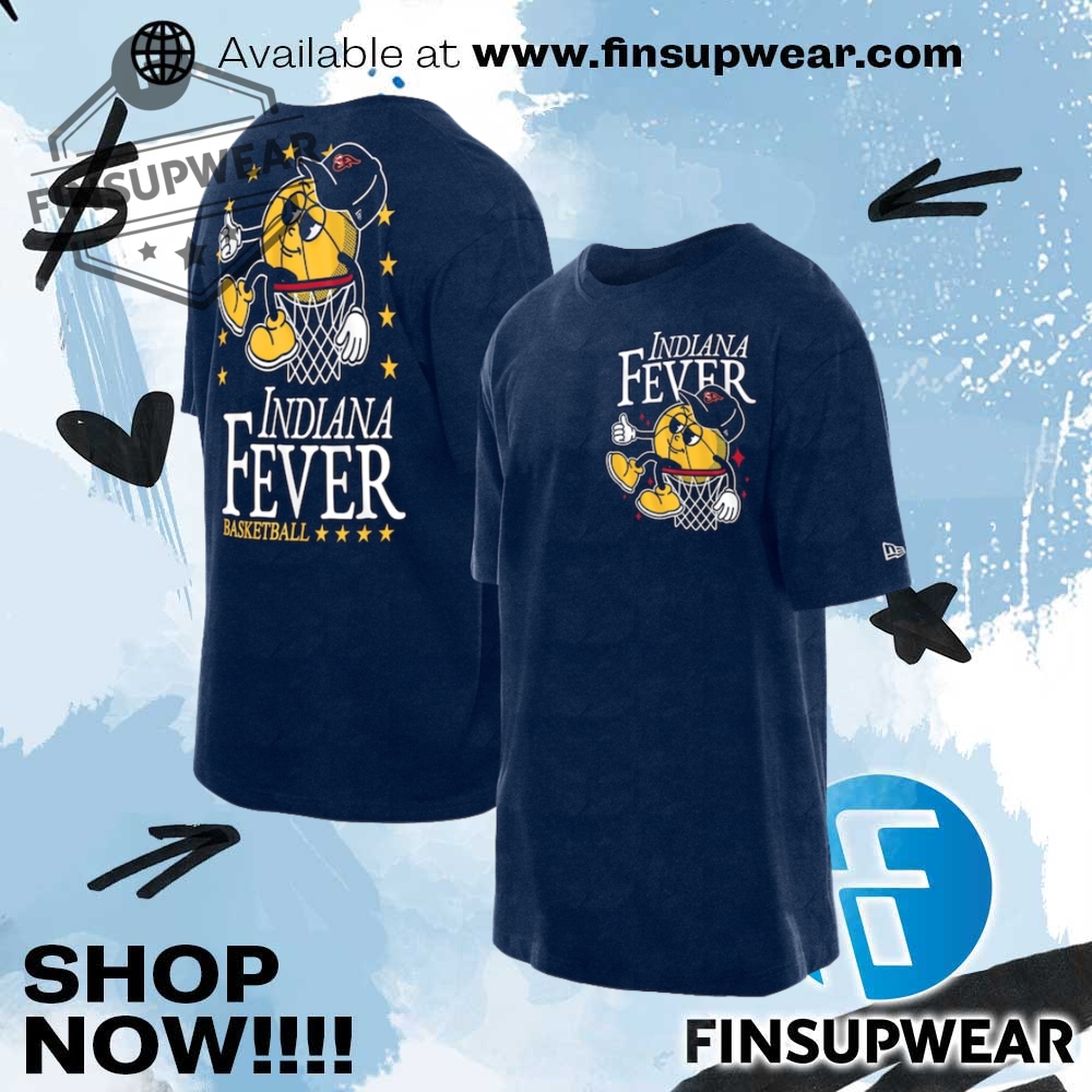 Indiana Fever New Era Old School Sport Enzyme Wash Oversized Shirt finsupwear 1