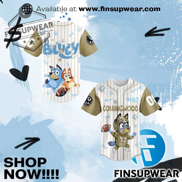 Collingwood Magpies X Bluey Baseball Jersey finsupwear 1