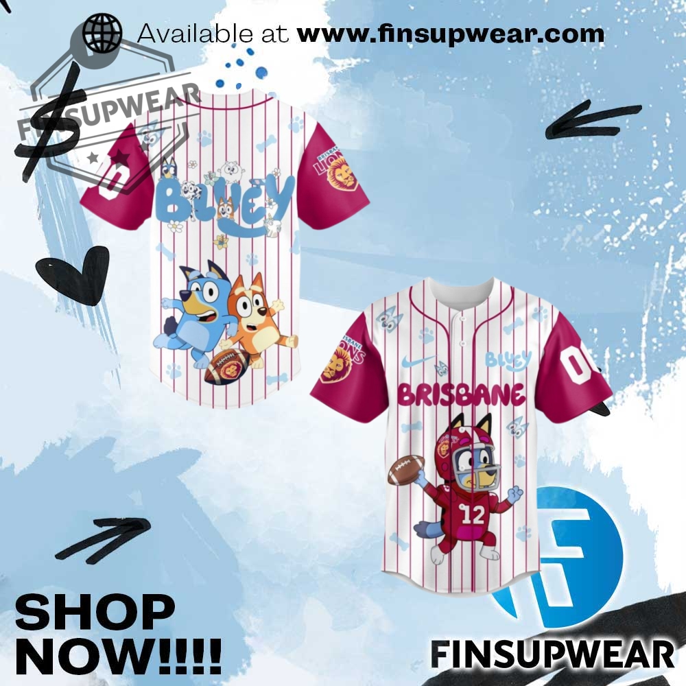 Brisbane Lions Afl X Bluey Baseball Jersey 1 Brisbane Lions AFL x Bluey Baseball Jersey