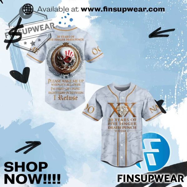 Five Finger Death Punch 20Th Anniversary Best Of Baseball Jersey finsupwear 1