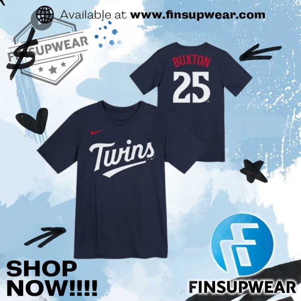 Byron Buxton Minnesota Twins Boys Navy Blue Home Nn Short Sleeve Tshirt finsupwear 1