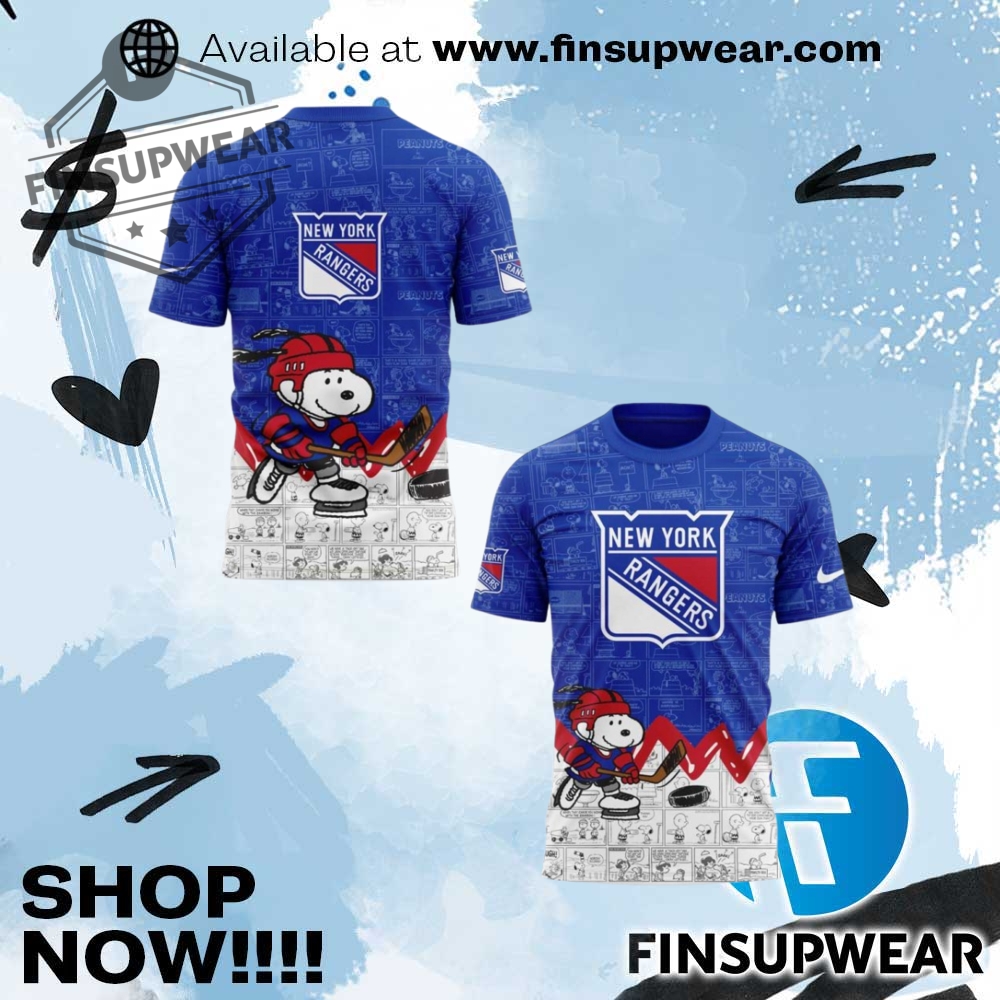 New York Rangers Nhl Anniversary Of Peanuts Tshirt 1 San Jose Sharks NHL Anniversary of Peanuts Tshirt
