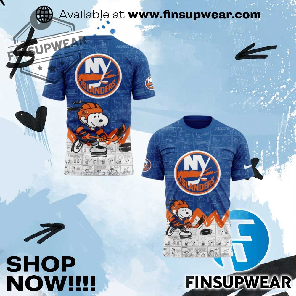 New York Islanders Nhl 75Th Anniversary Of Peanuts Tshirt 1 New York Rangers NHL Anniversary of Peanuts Tshirt