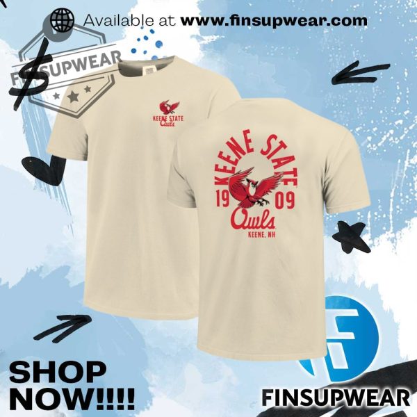 Keene State Owls Comfort Colors Mascot Overlay Tshirt finsupwear 1