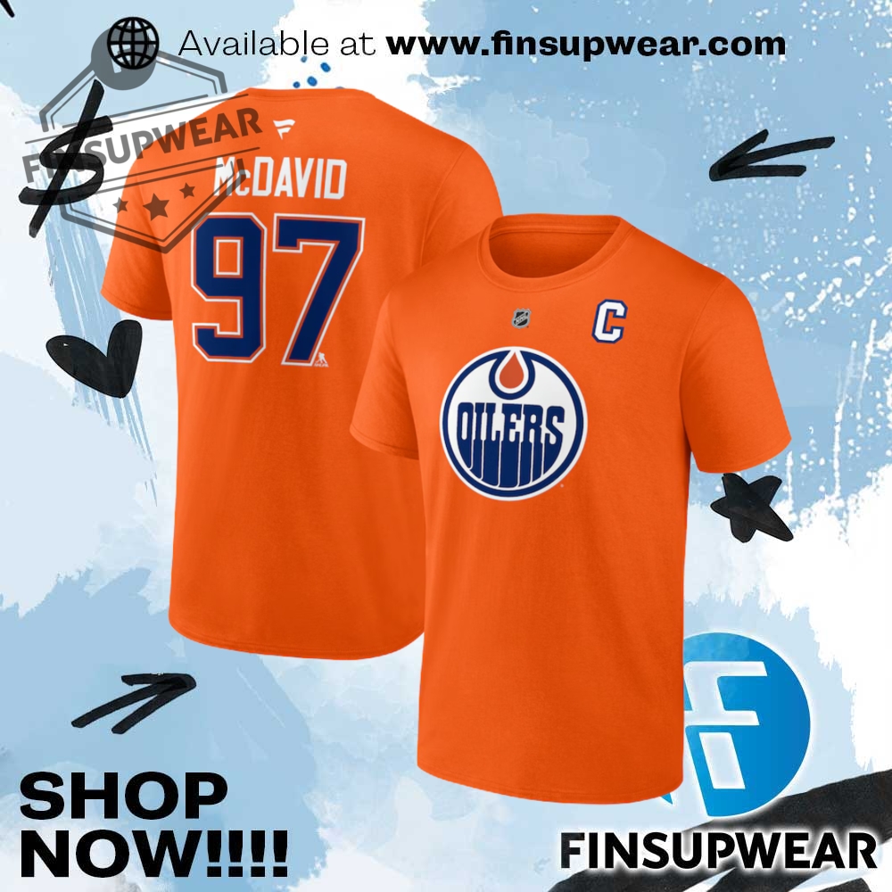 Connor Mcdavid Edmonton Oilers Fanatics Authentic Stack Name Number Tshirt 1 Liberty Lady Flames Softball Limited Edition Merch Collection