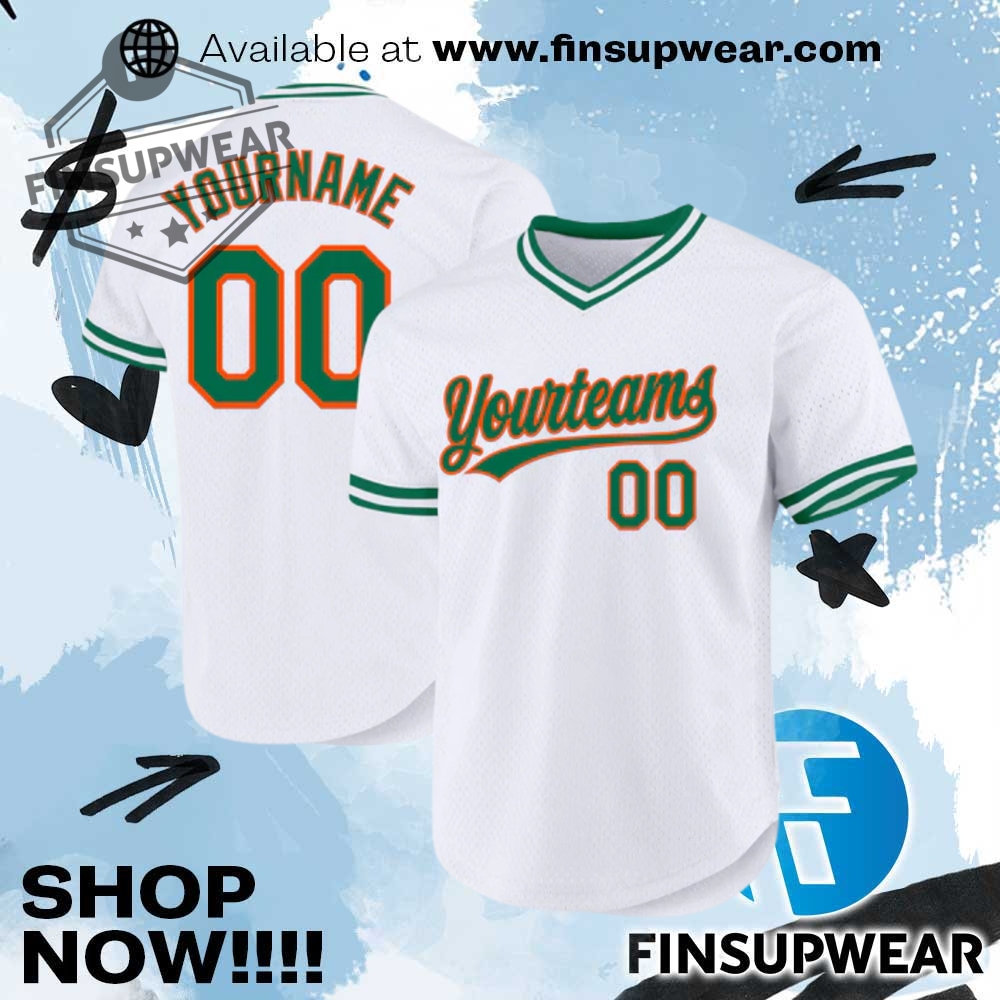 Custom White Kelly Greenorange Authentic Throwback Baseball Jersey 1 Custom White Kelly Green-Orange Authentic Throwback Baseball Jersey
