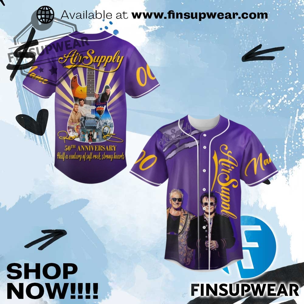 Personalized Air Supply 50Th Anniversary Baseball Jersey 1 Personalized Air Supply 50th Anniversary Baseball Jersey