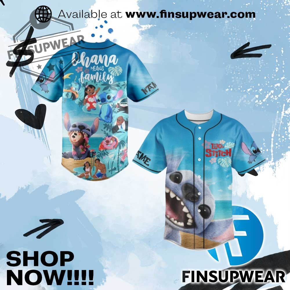 Personalized Lilo Stitch Ohana Means Family Baseball Jersey 1 Personalized Lilo & Stitch Ohana Means Family Baseball Jersey