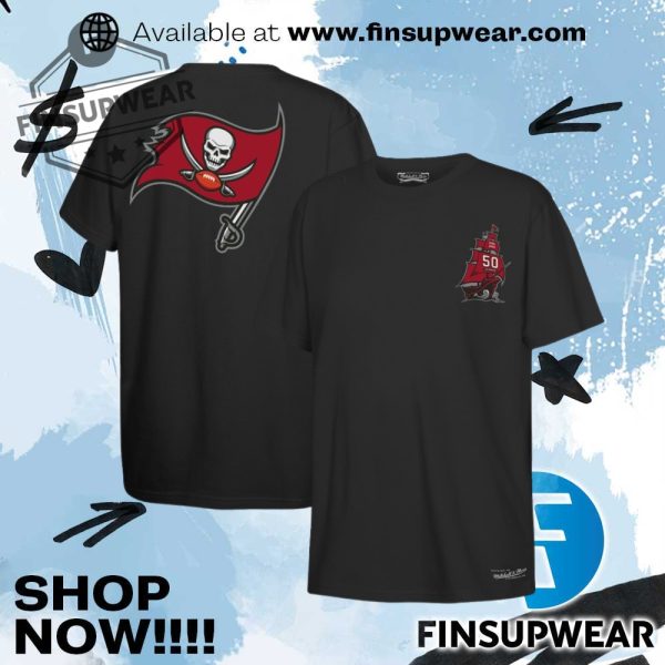 Tampa Bay Buccaneers Mitchell Ness Youth 50Th Anniversary Ship Sword Tshirt finsupwear 1