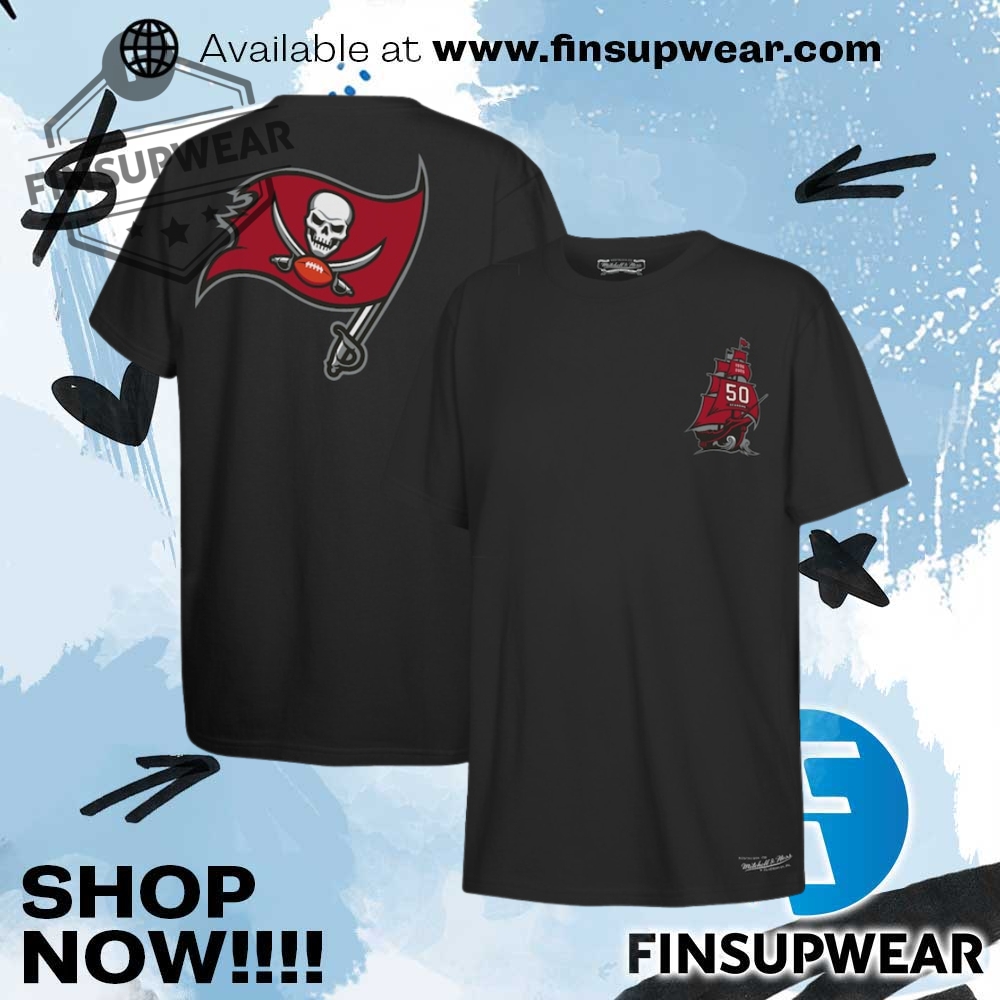 Tampa Bay Buccaneers Mitchell Ness Youth 50Th Anniversary Ship Sword Tshirt finsupwear 1