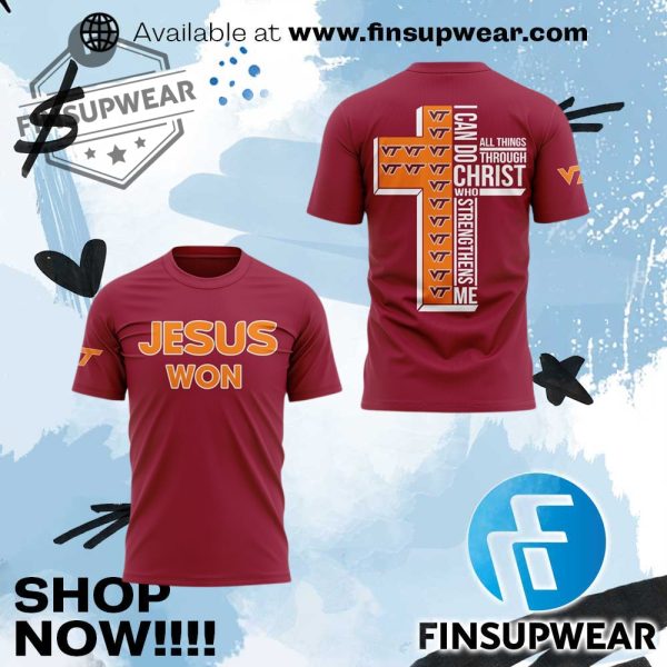 Virginia Tech Jesus Won Shirt 2025 finsupwear 1