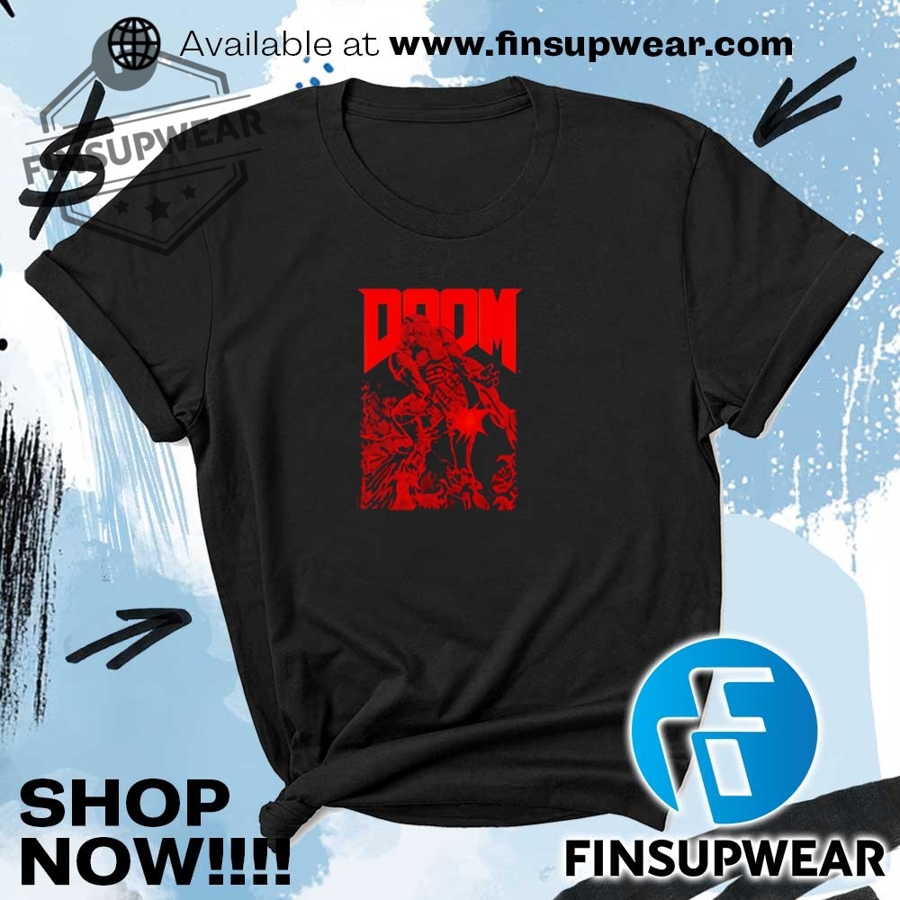 Doom Red Sketched Cover Art Retro Video Game Shirt 5 Doom Red Sketched Cover Art Retro Video Game shirt