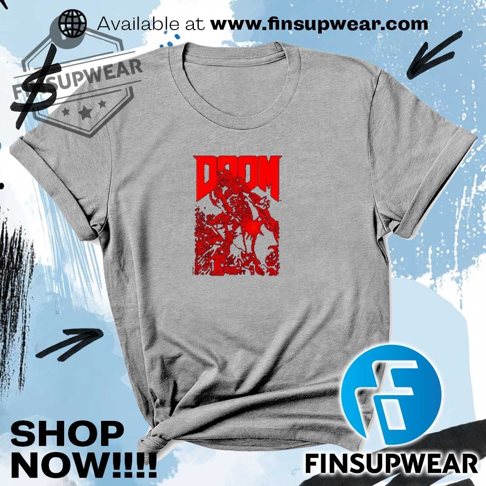 Doom Red Sketched Cover Art Retro Video Game Shirt 6 Doom Red Sketched Cover Art Retro Video Game shirt