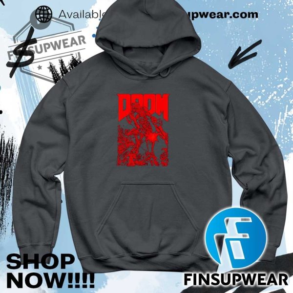 Doom Red Sketched Cover Art Retro Video Game Shirt finsupwear 5