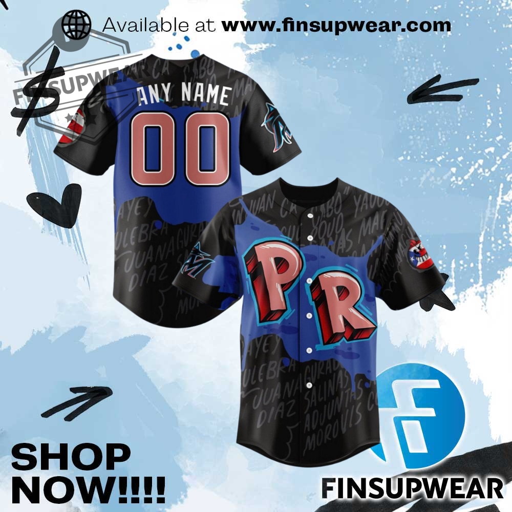 Miami Marlins Puerto Rican Heritage Night Special Edition Baseball Jersey 1 Miami Marlins Puerto Rican Heritage Night Special Edition Baseball Jersey