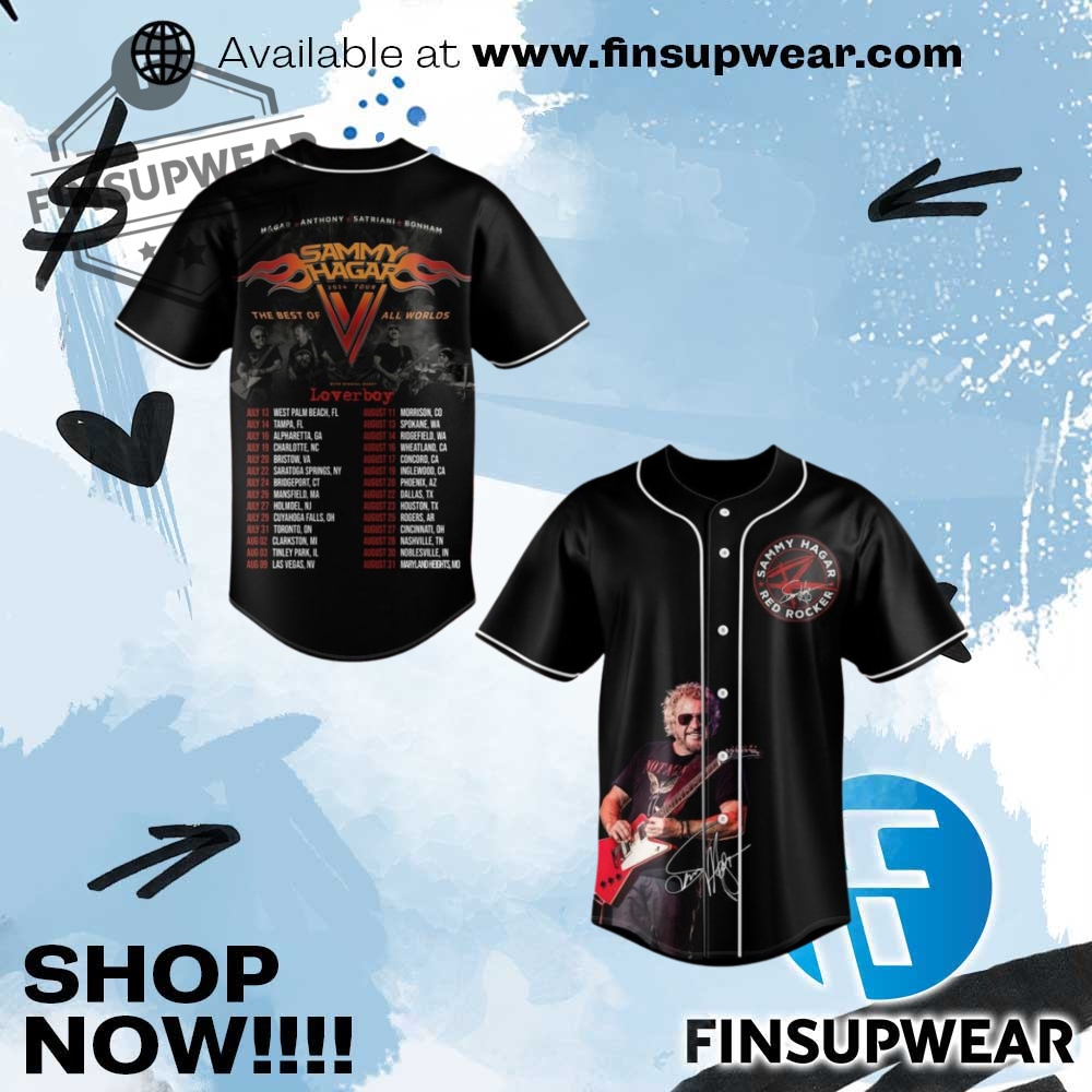 Sammy Hagar 2024 Tour Loverboy Baseball Jersey 1 Sammy Hagar 2024 Tour Loverboy Baseball jersey