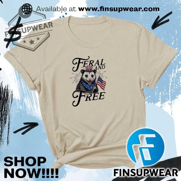 Opossum Feral And Free 4Th Of July Shirt finsupwear 2