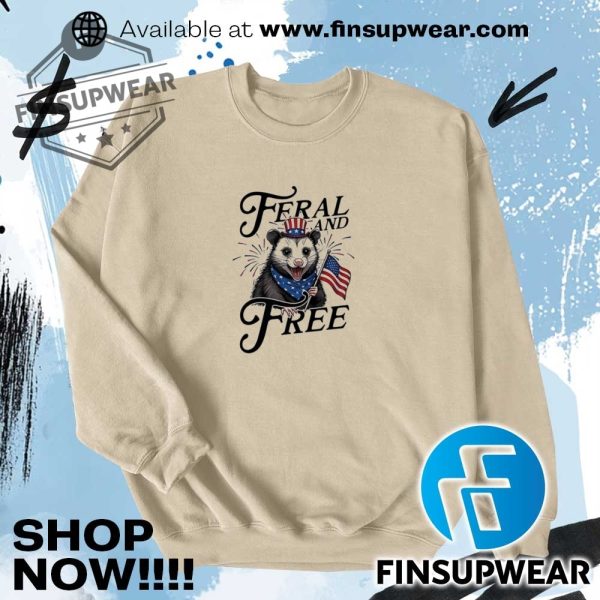 Opossum Feral And Free 4Th Of July Shirt finsupwear 5