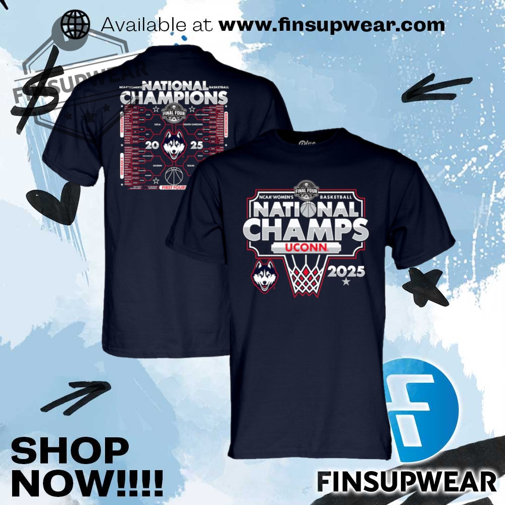 Uconn Huskies Blue 84 2025 Ncaa Womens Basketball National Champions Bracket Tshirt