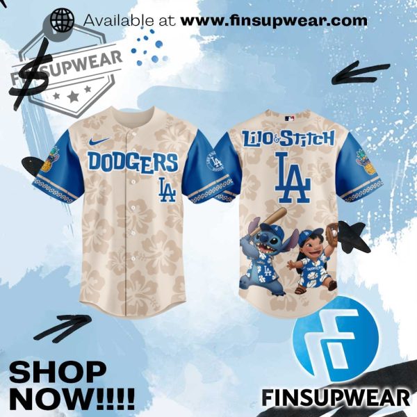 Los Angeles Dodgers Lilo Stitch 2025 Baseball Jersey finsupwear 1