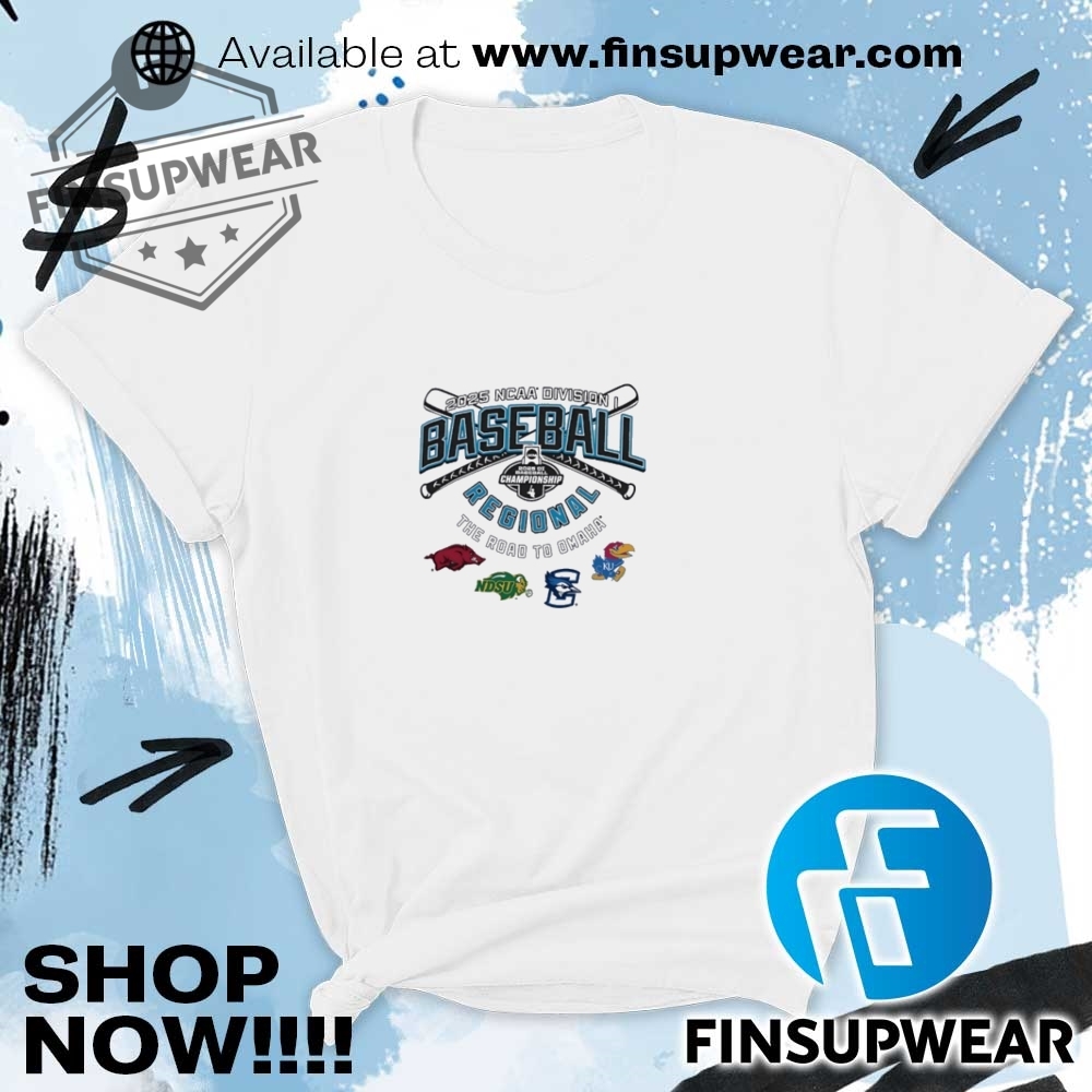 Arkansas Ndsu Creighton Jayhawks Ncaa Division I Baseball Regionals 2025 The Road To Omaha Shirt