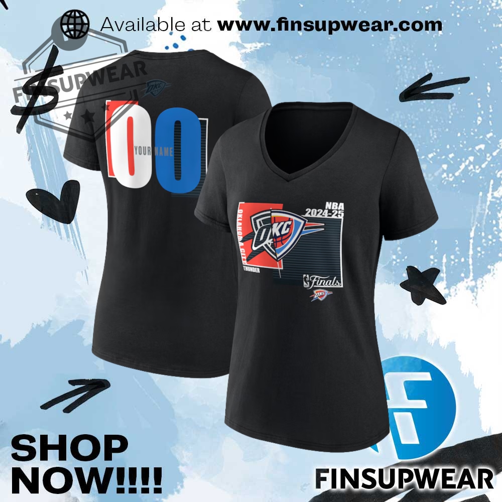 Oklahoma City Thunder Womens 2025 Nba Finals Custom Vneck Tshirt