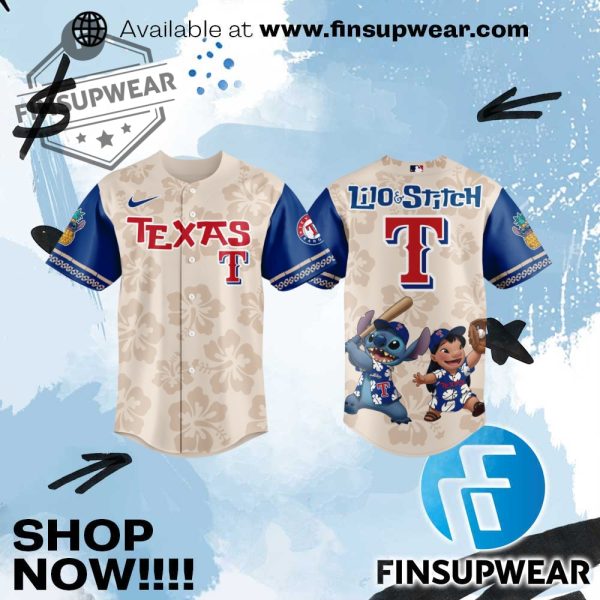 Texas Rangers Lilo Stitch 2025 Baseball Jersey finsupwear 1