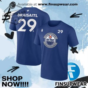 Leon Draisaitl Edmonton Oilers Fanatics 2025 Stanley Cup Final Name Number Tshirt finsupwear 1