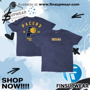 Indiana Pacers Stadium Essentials Unisex Oversized Vintage Wash Tshirt finsupwear 1