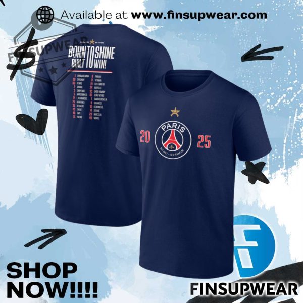Paris Saintgermain 2025 Champions League Winners Roster Tshirt finsupwear 1