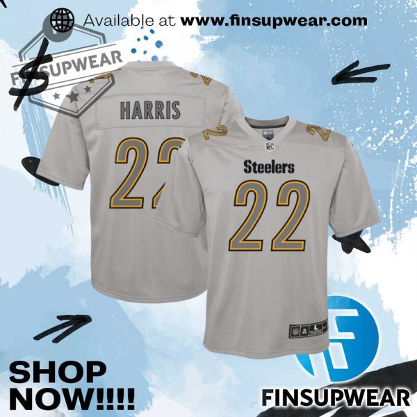 Youth Nike Najee Harris Gray Pittsburgh Steelers Atmosphere Game Jersey finsupwear 1