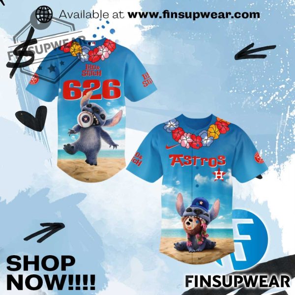 Lilo Stitch Houston Astros Limited Edition Baseball Jersey finsupwear 1
