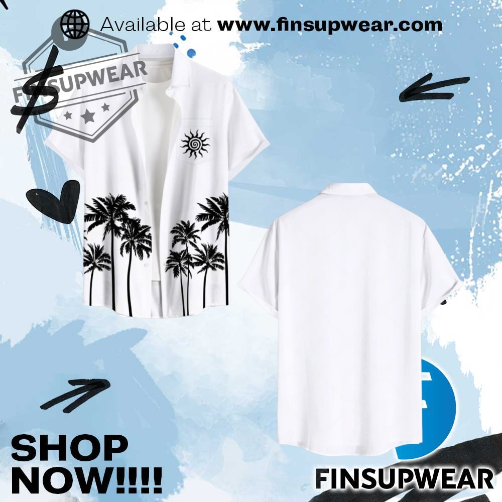 Coconut Tree Sun Hawaiian Shirt finsupwear 1