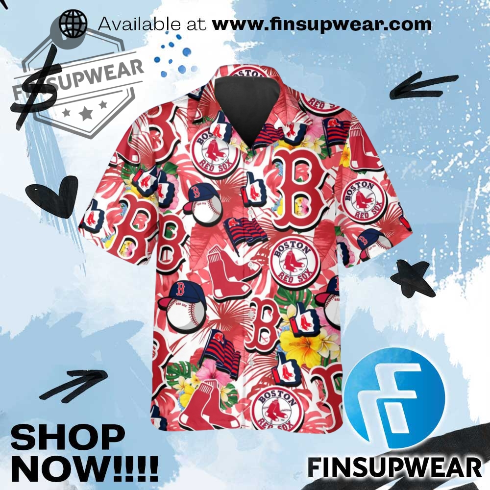 Boston Red Sox Pattern Hawaiian Shirt 1 Boston Red Sox Pattern Hawaiian Shirt