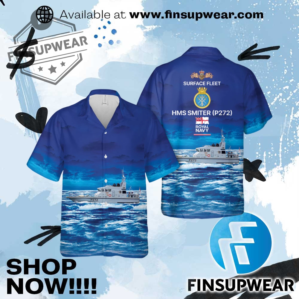 Royal Navy Hms Smiter P272 Hawaiian Shirt 1 Royal Navy HMS Smiter P272 Hawaiian Shirt