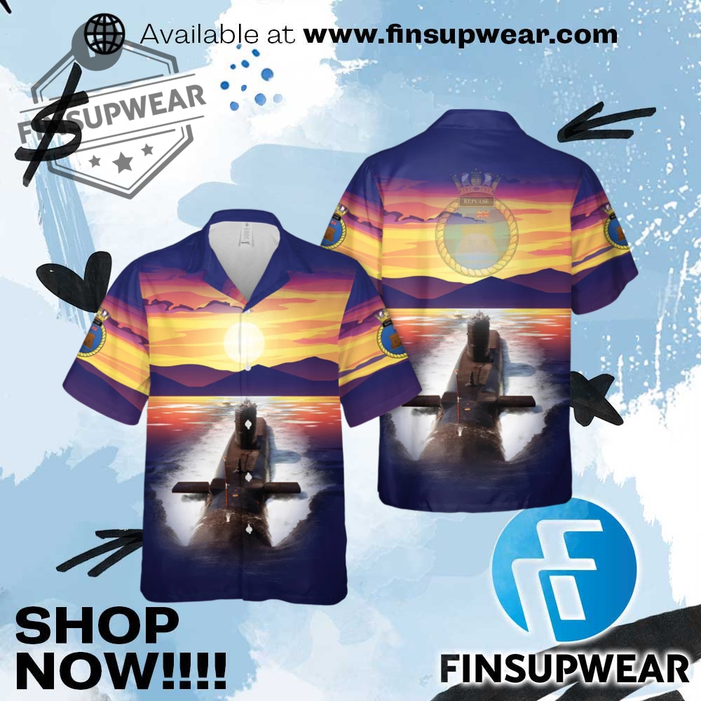 Royal Navy Hms Repulse S23 Hawaiian Shirt 1 Royal Navy HMS Repulse S23 Hawaiian Shirt