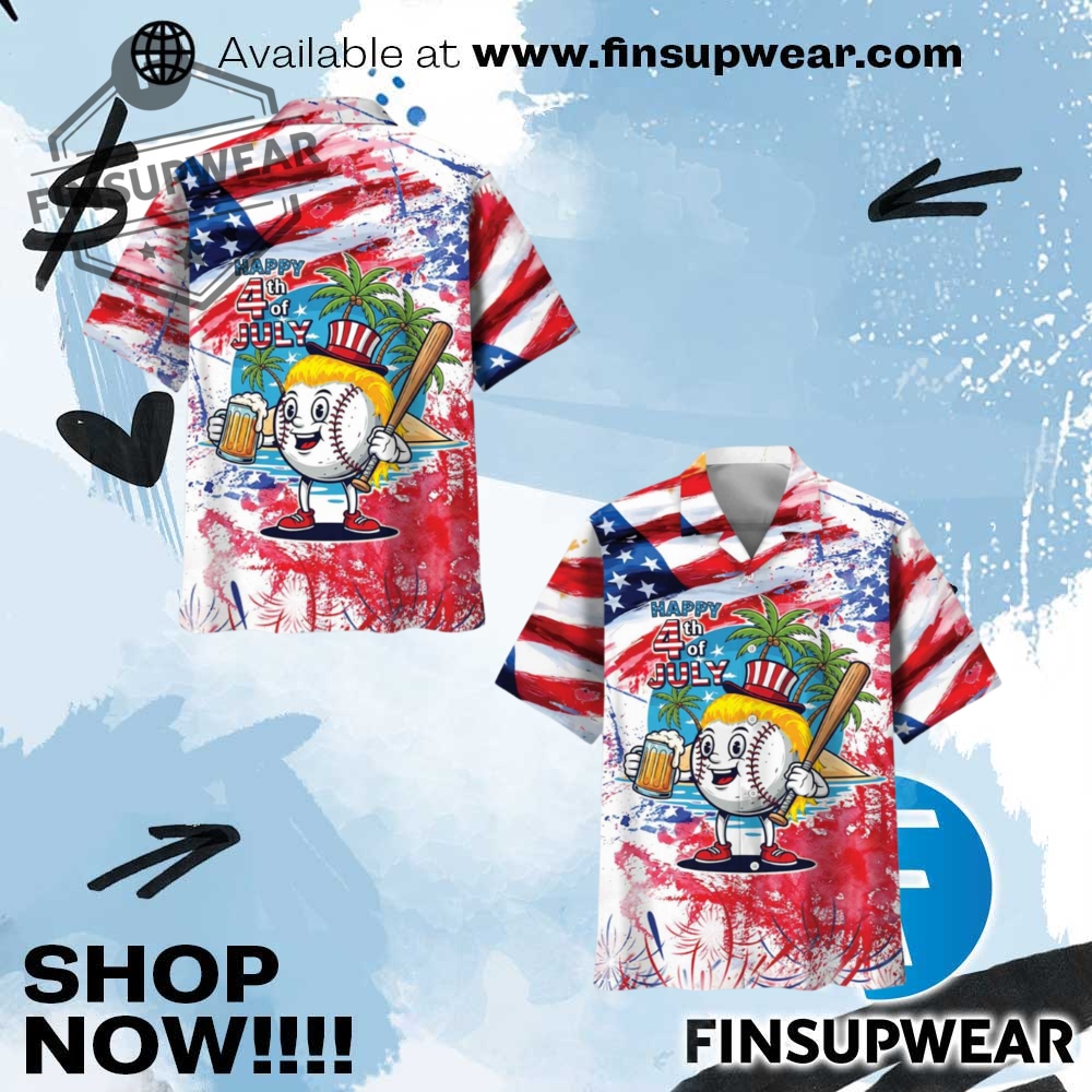 Happy 4Th July Baseball Hawaiian Shirt 1 Happy 4th July Baseball Hawaiian Shirt