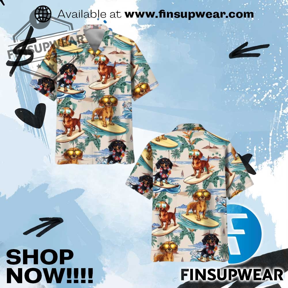 Dachshund Surfing On Beach Hawaiian Shirt 1 Dachshund Surfing On Beach Hawaiian Shirt