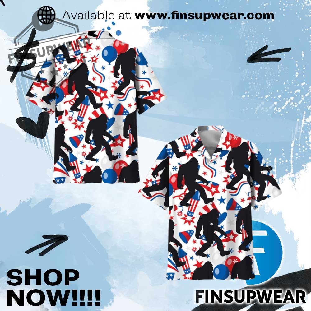 4Th Of July Celebration Bigfoot Hawaiian Shirt