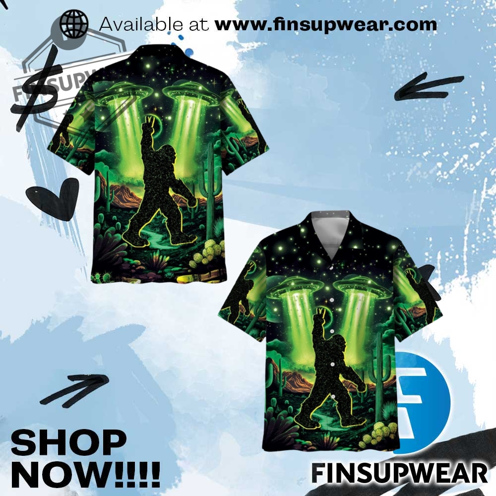 Bigfoot Strolls In A Desert Night Hawaiian Shirt 1 Bigfoot Strolls In A Desert Night Hawaiian Shirt