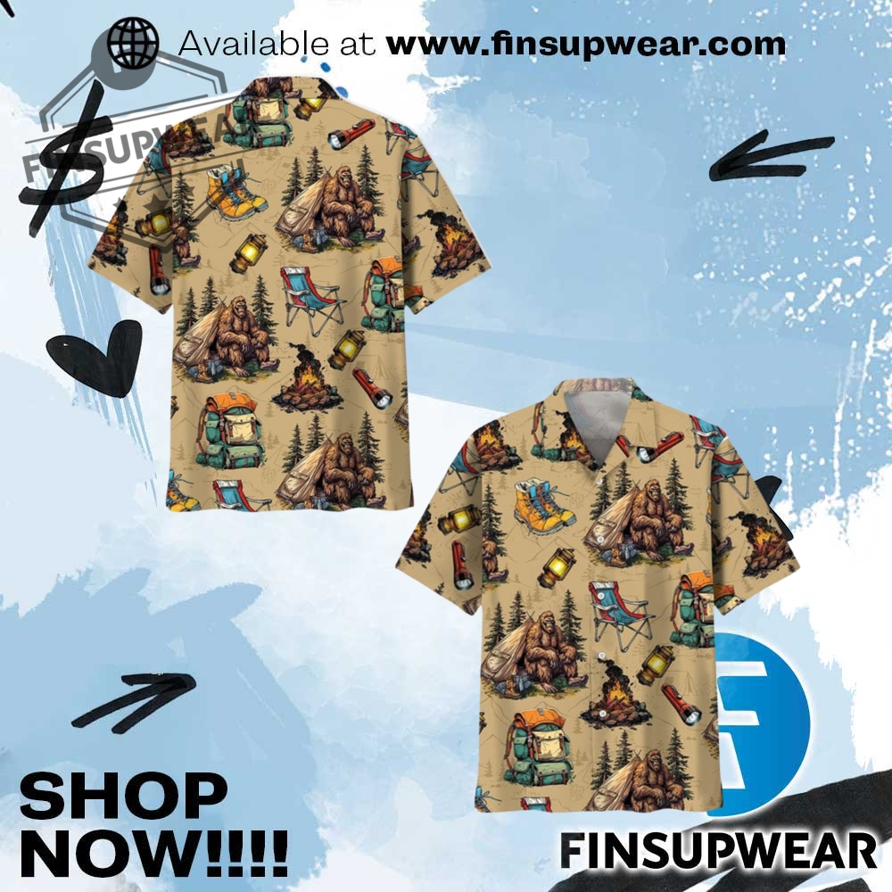 Bigfoot Camping Vintage Hawaiian Shirt