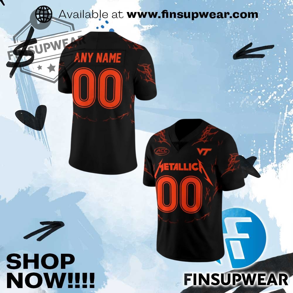 Virginia Tech X Metallica Limited Edition Football Jersey finsupwear 1